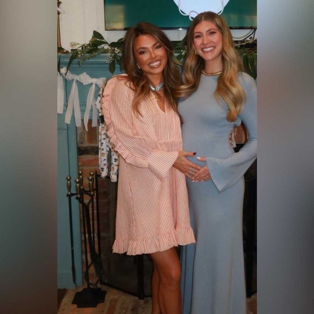 Orange striped searsucker  long sleeve Dress